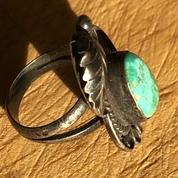Vintage pawn-type turquoise silver Navajo ring signed - Picture 3 of 6